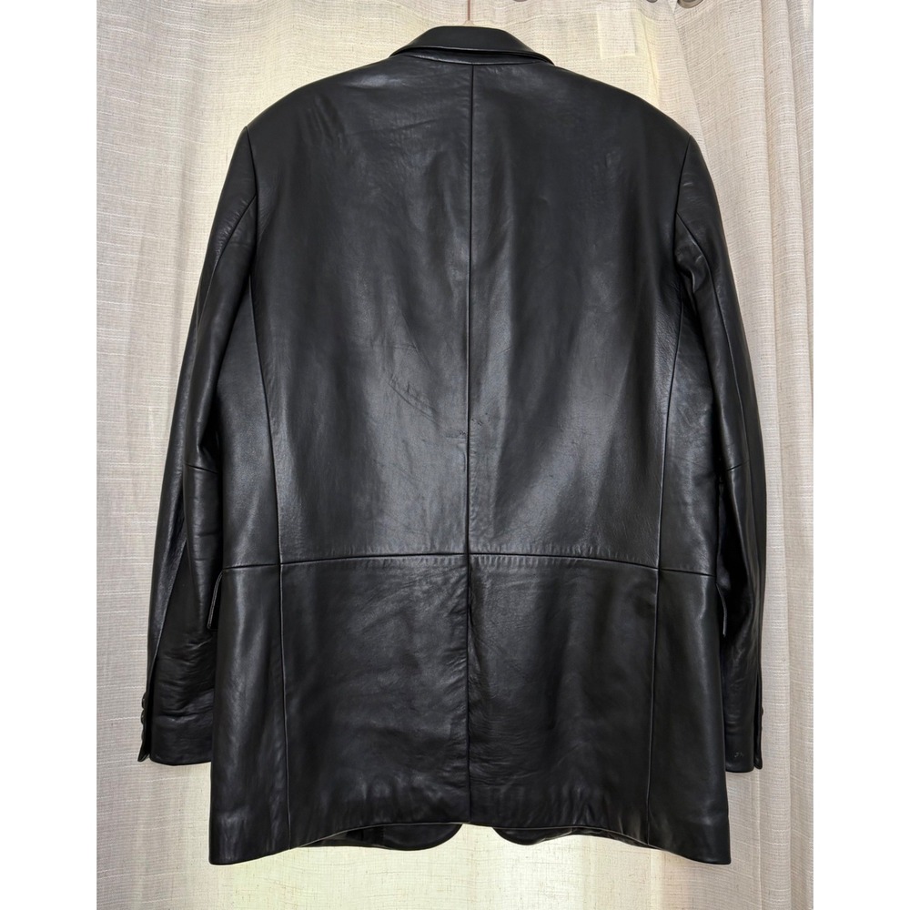 Hugo Boss Lambskin Leather Blazer Jacket Black Barney's New York Men's Size 42R - Picture 2 of 16